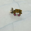 10K White and Yellow Gold Diamond and Ruby Tie Tack Fisher Body Anniversary Pin