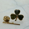 9K Yellow Gold Shamrock Tie Tack Connemara Marble Inlaid Circa 1970