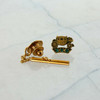 10K Yellow Gold Tie Tack Fisher Body Anniversary Pin with 3 Green Stones