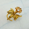 Vintage 18K Yellow Gold Cattleya Orchid Pearl Pin Circa 1960