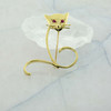 Interesting 14K Yellow Gold Cat Pin with Ruby Eyes Circa 1970