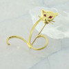 Interesting 14K Yellow Gold Cat Pin with Ruby Eyes Circa 1970