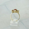 Vintage 14K Yellow Gold 5 ct tw Ruby and Opal Cabochon Ring Size 8.25 Circa 1960