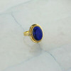 Vintage 18K Yellow Gold Lapis Lazuli Ring Size 7 Circa 1960