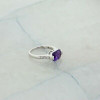 Superb 18K White Gold Amethyst and Diamond Ring Size 6 Circa 1990