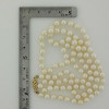 14K Yellow Gold White Pearl Necklace with Filigree Clasp 25 Inch Long Circa 1970