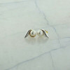 18K Yellow and White Gold White Pearl and Diamond Stud Earrings Circa 1990