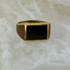 14K Yellow Gold and Black Onyx Ring New Old Stock Size 9.75 Circa 1970