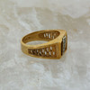 Brutalist 14K Yellow Gold Diamond Pinky Ring New Old Stock Size 9.25 Circa 1970