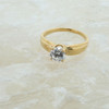 10K Yellow Gold Solitaire Cubic Zirconia Engagement Ring Size 6.5