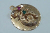 14K Yellow Gold "Horse Shoe" Pendant/Charm with Ruby & Emerald