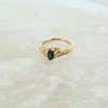 10K Yellow Gold Blue Spinnel Ring Marquise Cut Ring Size 2