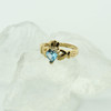 14K Yellow Gold Claddagh Ring Blue Topaz Heart, Ring size 6.5