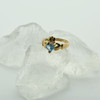 14K Yellow Gold Claddagh Ring Blue Topaz Heart, Ring size 6.5