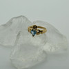 14K Yellow Gold Claddagh Ring Blue Topaz Heart, Ring size 6.5