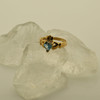 14K Yellow Gold Claddagh Ring Blue Topaz Heart, Ring size 6.5