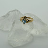 14K Yellow Gold Claddagh Ring Blue Topaz Heart, Ring size 6.5