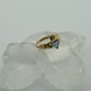 14K Yellow Gold Claddagh Ring Blue Topaz Heart, Ring size 6.5