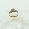 14K Yellow Gold Claddagh Ring with small round emerald in center, Ring size 5.5