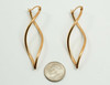 14K Yellow Gold Large Dangle Swirl Hoop Earrings