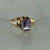 10K White Gold Emerald Cut Amethyst Ring Size 6.25