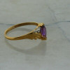 10K Yellow and White Gold Amethyst and Diamond Modernist Ring Size 10.5