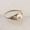 10K Yellow and White Gold Pearl and Diamond Ring Size 7