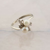 10K White Gold Two Pearl Bypass Ring Size 6.5