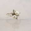 10K White Gold Two Pearl Bypass Ring Size 6.5