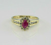 10K Yellow Gold 1 ct tw Ruby and Diamond Halo Ring Size 7 Circa 1970