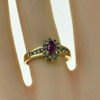10K Yellow Gold 1 ct tw Ruby and Diamond Halo Ring Size 7 Circa 1970