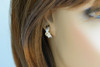 10K White & Yellow Gold Diamond Ear Studs "Bow" Design, Approximately 40 Stones