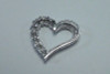 10K White Gold Heart Shaped Pendant with Diamond Chips