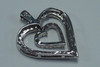 10K White Gold Double Heart Shaped Pendant with Diamonds