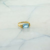 10K Yellow Gold Blue Stone and Diamond Ring Emerald Cut Size 6.5