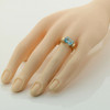 10K Yellow Gold Blue Stone and Diamond Ring Emerald Cut Size 6.5