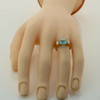 10K Yellow Gold Blue Stone and Diamond Ring Emerald Cut Size 6.5