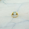 10K Yellow Gold Blue Stone and Diamond Ring Emerald Cut Size 6.5