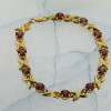 10K Yellow Gold and 5 ct tw Rhodolite Garnet Bracelet 7.25 Inch Long Circa 1970