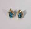 10K Yellow Gold Blue Topaz and Diamond Accent Post Earrings