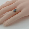 10K Yellow Gold Blue Topaz and White Stone Halo Ring Size 7.75 Circa 1970