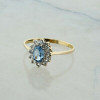 10K Yellow Gold Blue Topaz and White Stone Halo Ring Size 7.75 Circa 1970