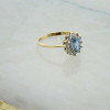 10K Yellow Gold Blue Topaz and White Stone Halo Ring Size 7.75 Circa 1970
