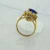 10K Yellow Gold Blue Stone Heart Cubic Zirconia Halo Ring Size 5.75