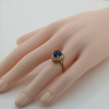 10K Yellow Gold Blue Stone Heart Cubic Zirconia Halo Ring Size 5.75