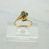 10K Yellow Gold Blue Topaz Diamond Accent Ring Size 5.75 Circa 1970