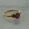 10K Yellow Gold Amethyst With Diamond Accents Heart Ring Size 7.25