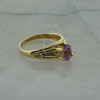 10K Yellow Gold Amethyst and Diamond Split Shank Ring Size 7