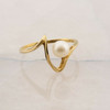 10K Yellow Gold Bypass Modernist Pearl Ring Size 8.25