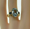 10K Yellow Gold Aqua Blue Topaz and Sapphire Ring Size 6.5 Circa 1990